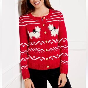 Talbots CREWNECK CARDIGAN - SCOTTIE DOG FAIR ISLE
